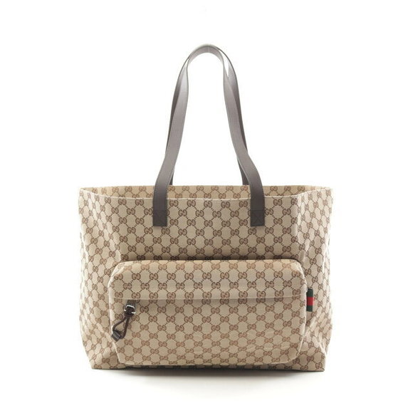 Gucci GG Canvas Tote Bag Leather Beige Brown - Picture 1 of 4